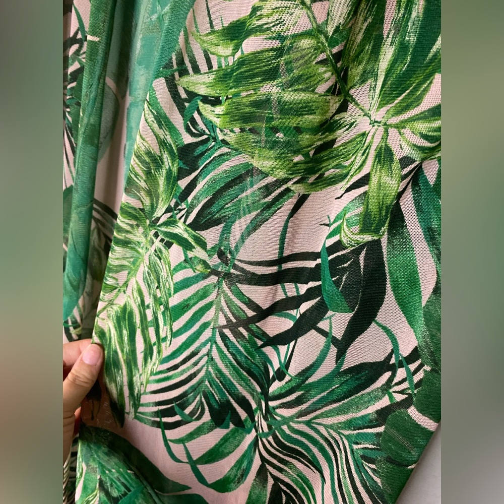 Source Unknown Green Leaf Pattern Swim Cover-Up - image 4